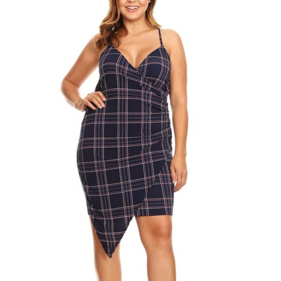 Plaid Sleeveless Dress (Bodycon) - Picture 1 of 3